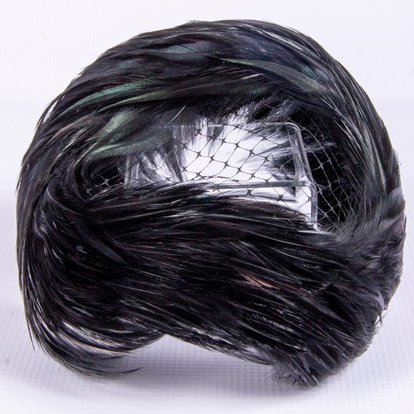 Milbrae Vintage Black Feather & Net Hat - Picture 6 of 8